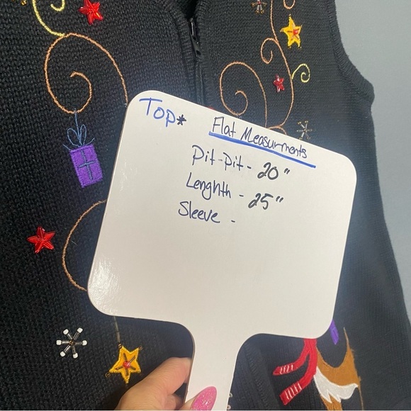 Kim Rogers Christmas vest, reindeer, holiday, festive petite, medium black - Picture 5 of 9